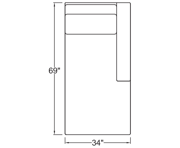 Right Arm Chaise Freestanding